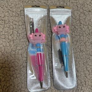 Axolotl Glow in the Dark Silicone Beaded Pens